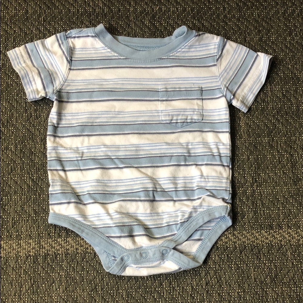 Light Blue & White Striped Baby One-Piece Bodysuit